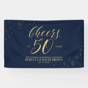Gold & Navy Modern 50th Wedding Anniversary Banner