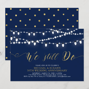 Gold & Navy   Modern 50th Wedding Anniversary Invitation