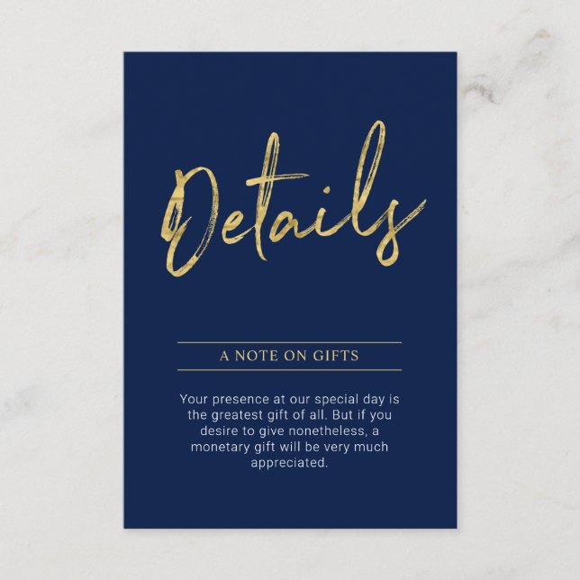 Gold & Navy Modern Adult Birthday Party Insert (Front)
