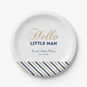 Gold & Navy Modern Baby Shower Party Plate