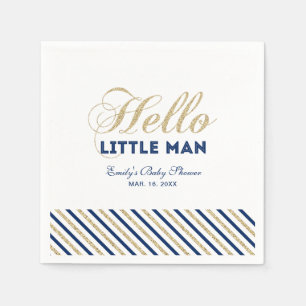 Gold & Navy   Modern Boy Baby Shower Paper Napkin