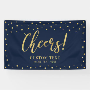 Gold & Navy Modern Cheers All Occasions Party Banner
