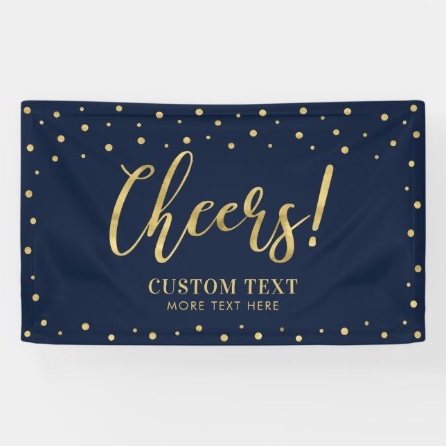 Gold & Navy | Modern Cheers All Occasions Party Banner (Horizontal)