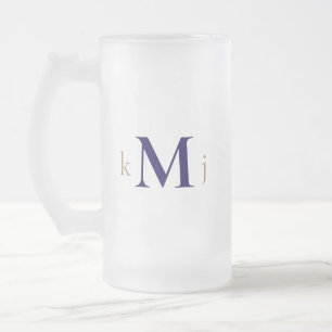 Gold & Navy Monogram Wedding  Frosted Glass Beer Mug