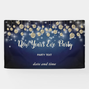 Gold navy  New Year's Eve  party sparkling Banner