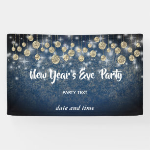 Gold navy  New Year's Eve  party sparkling Banner