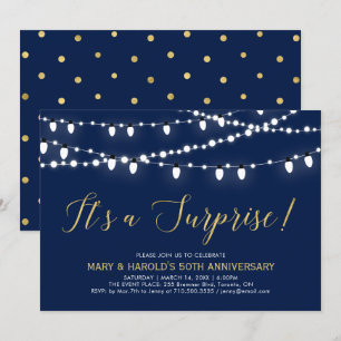 Gold & Navy   Surprise 50th Wedding Anniversary Invitation