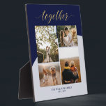 Gold & Navy | Together Family Gift Photo Collage Plaque<br><div class="desc">Capture your special moments with this modern photo plaque. This photo collage plaque features stylish gold script " together " with a navy blue & grey colour blocks. Personalise the photos and the text. A unique custom gift for couple, family, or Valentine's Day. More photo gifts are available at my...</div>