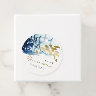 GOLD NAVY UNDERWATER SEA FISH BABY SHOWER FAVOUR TAGS