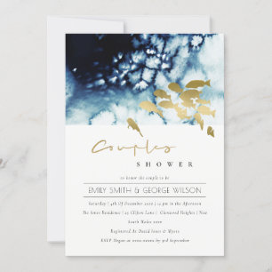 GOLD NAVY UNDERWATER SEA FISH COUPLE SHOWER INVITE
