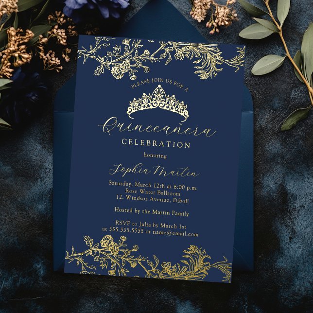 Gold Navy Vintage Elegant Quinceanera  (Creator Uploaded)