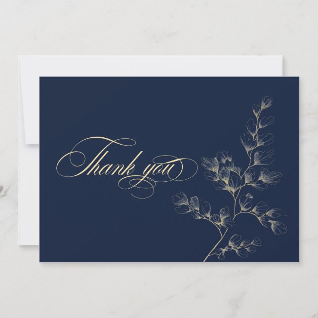 Gold & Navy Wedding Thank You Card (Front)