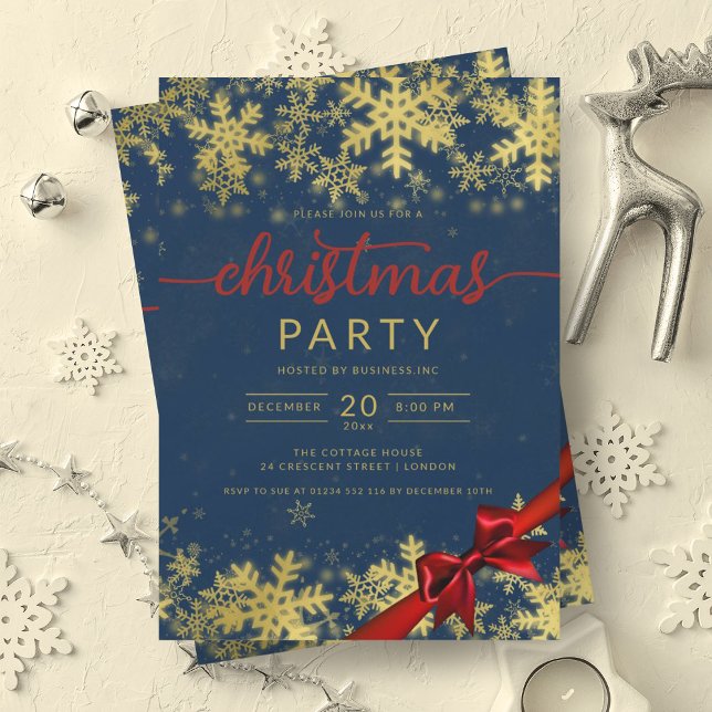 Gold Navy Winter Wonder Company Christmas  Invitation (Gold Navy Winter Wonder Company Christmas Invitation)