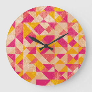 Gold neon background, colourful light effects. large clock