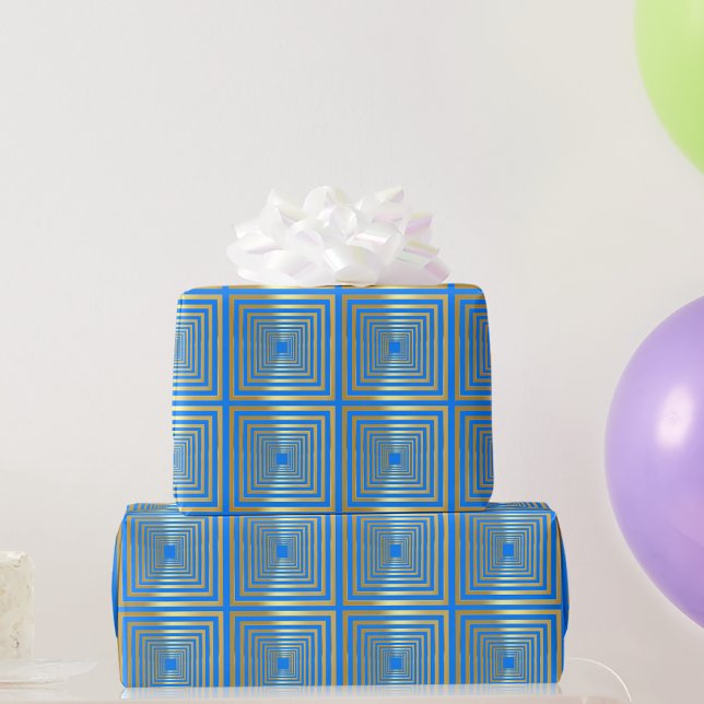 Gold neon blue luxurious Wrapping Paper (Creator Uploaded)