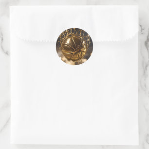 Gold Netball In A Gold Netball Net, Classic Round Sticker