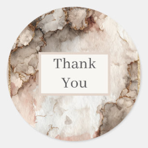 Gold & Neutral Agate Thank You Stickers