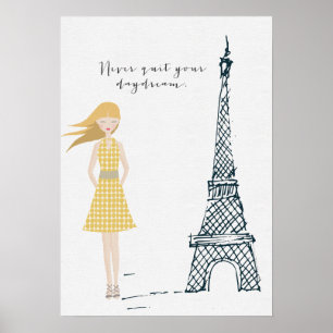 Gold "Never Quit Your Daydream" Quote Poster