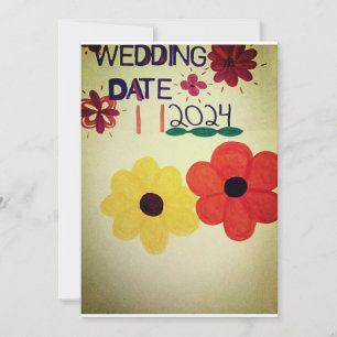 Gold NEW ARRIVAL FLORAL UPDATE WEDDING DATE 2024 Invitation
