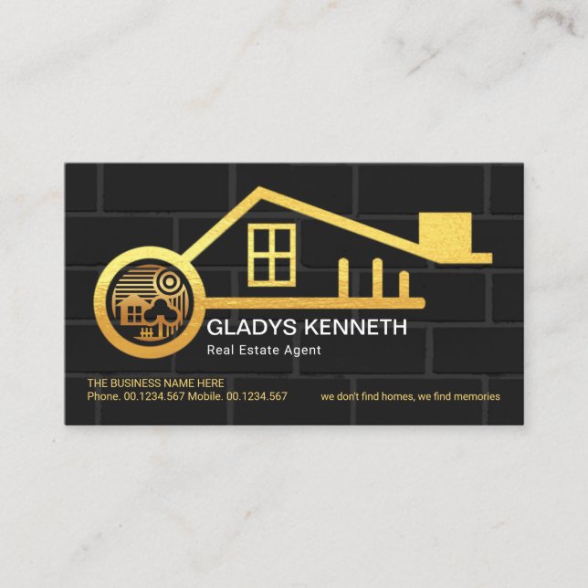 Gold New Home Key Real Estate Property Business Card (Front)