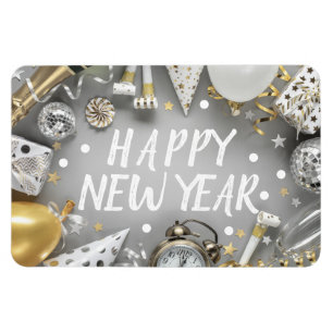 Gold New Year Party New Years Day Clipart Magnet