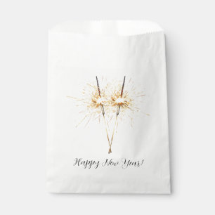 Gold New Year's Eve Day Celebration Sparklers Favour Bags