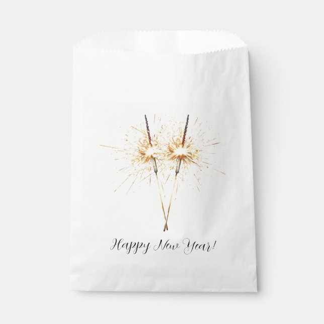 Gold New Year's Eve Day Celebration Sparklers Favour Bags (Front)