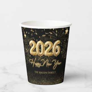 Gold New Year's Eve Party Paper Cups