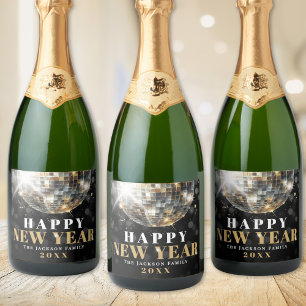 Gold New Year's Party Sparkling Wine Label