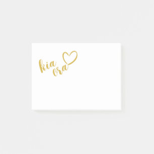 GOLD NEW ZEALAND KIWI GREETING KIA ORA HEART SHAPE POST-IT NOTES