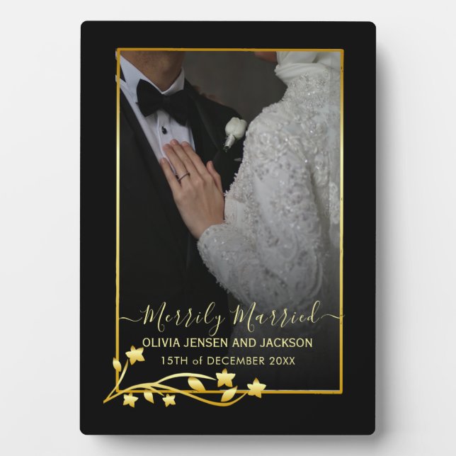 Gold Night Stars Frame Christmas Wedding Photo (Front)