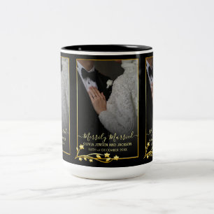 Gold Night Stars Frame Christmas Wedding Photo Two-Tone Coffee Mug