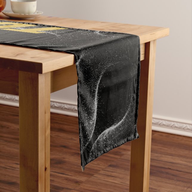Gold "NOT TODAY!" with Silver Glitter on Black |  Medium Table Runner (In Situ)