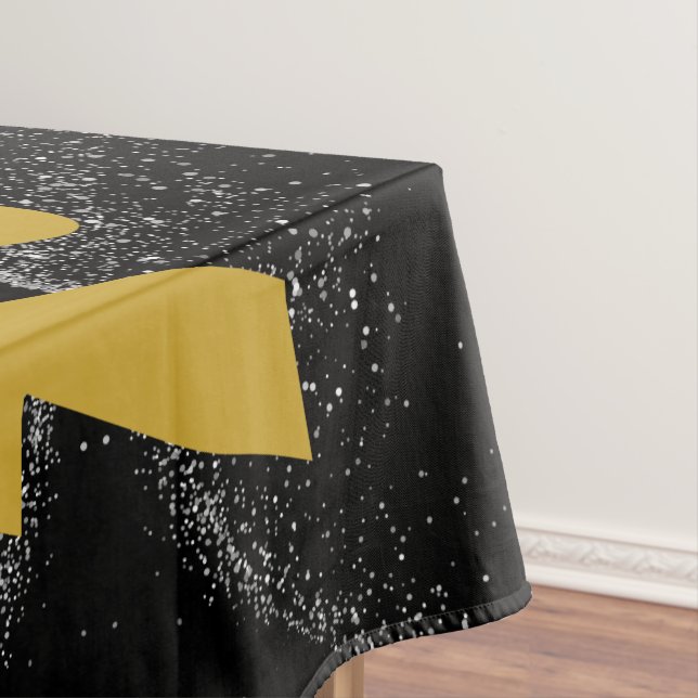 Gold "NOT TODAY!" with Silver Glitter on Black |  Tablecloth (In Situ)