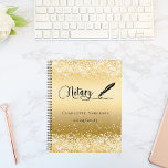 Gold notary loan signing agent 2025 planner<br><div class="desc">A faux gold looking background,  decorated with a feather pen.  Personalise and add a name and year(s).  Black text: Notary</div>