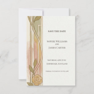 Gold Nouveau Floral Save The Date