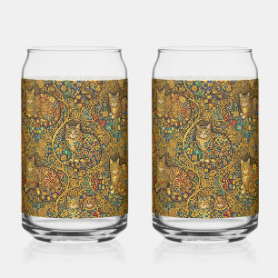 Gold Nouveau Style Cats Can Glass