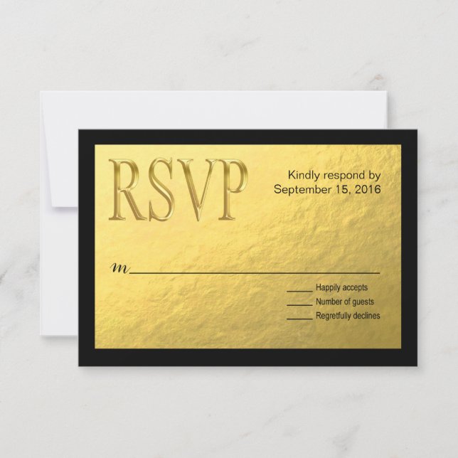 Gold Nugget Faux Foil with Black Outline RSVP (Front)