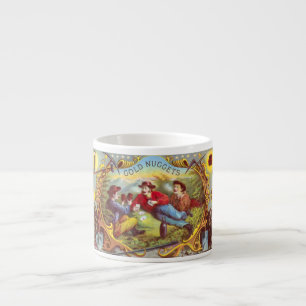 Gold Nuggets Antique Cigar Label  Espresso Cup