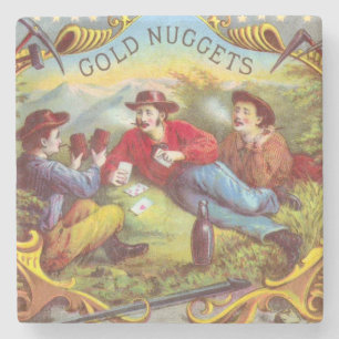 Gold Nuggets Antique Cigar Label  Stone Coaster