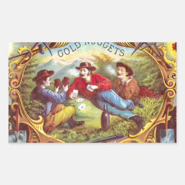 Gold Nuggets: Antique Cigar Label Wild West Art (Front)