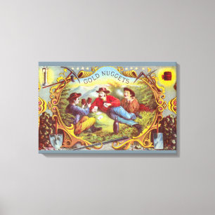 Gold Nuggets: Antique Cigar Label Wild West Art Canvas Print