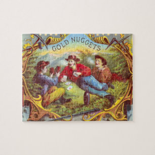 Gold Nuggets: Antique Cigar Label Wild West Art Jigsaw Puzzle