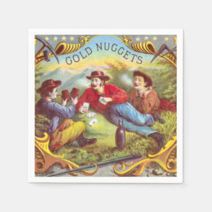 Gold Nuggets: Antique Cigar Label Wild West Art Napkin