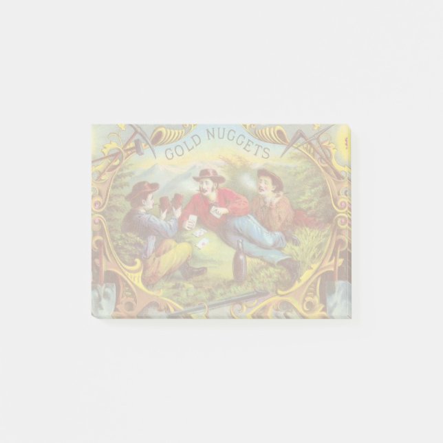 Gold Nuggets: Antique Cigar Label Wild West Art Post-it Notes (Front)