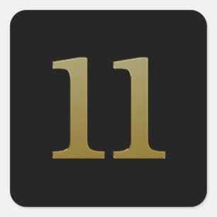 Gold Number 11 Square Sticker