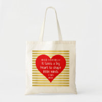 Gold Nursery Thank you Teacher Bag Red BIG HEART