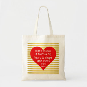 Gold Nursery Thank you Teacher Bag Red BIG HEART