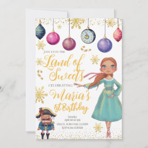 Gold Nutcracker Birthday Invitation