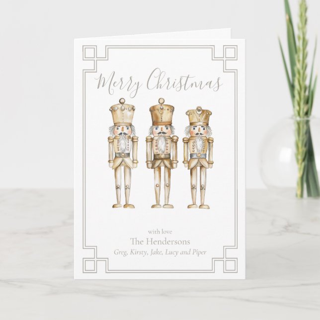 Gold Nutcracker Christmas Holiday Card (Front)